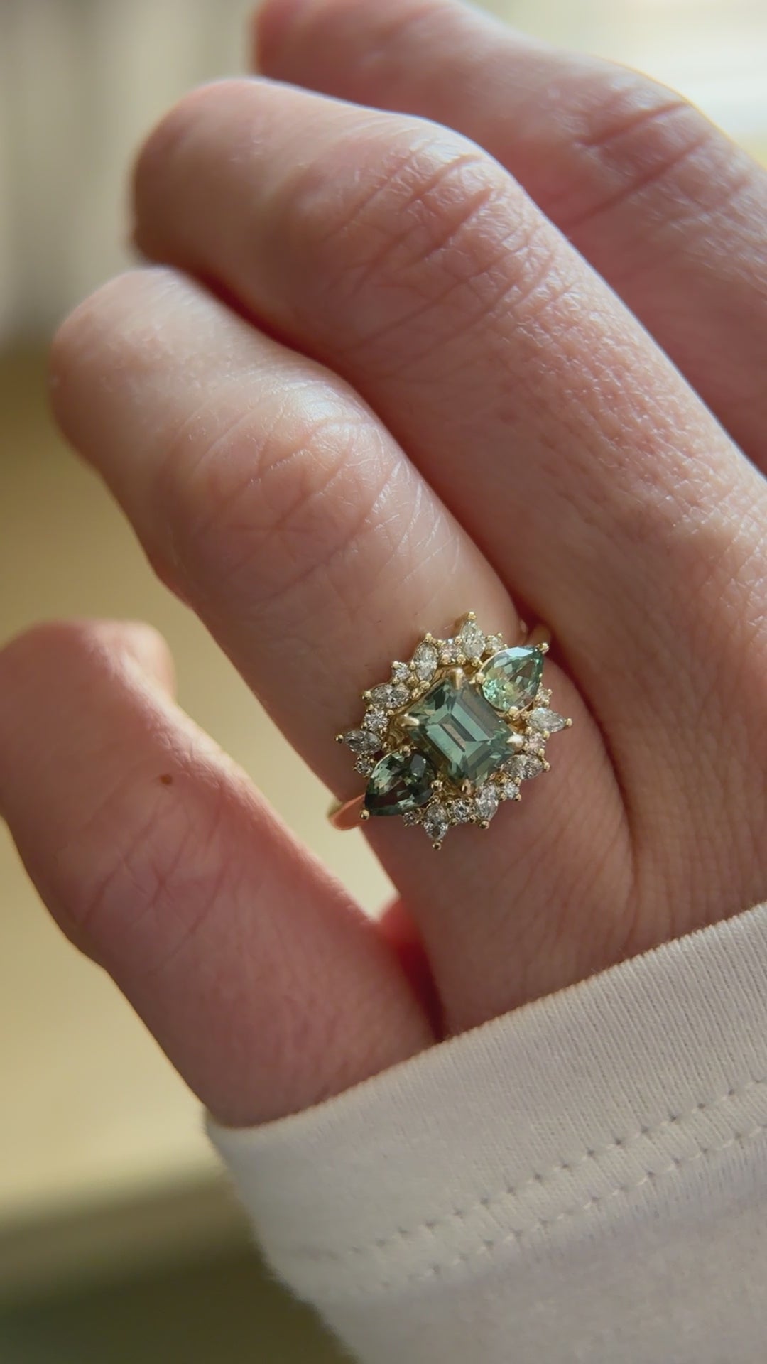 The Dione Ring - Green Sapphire