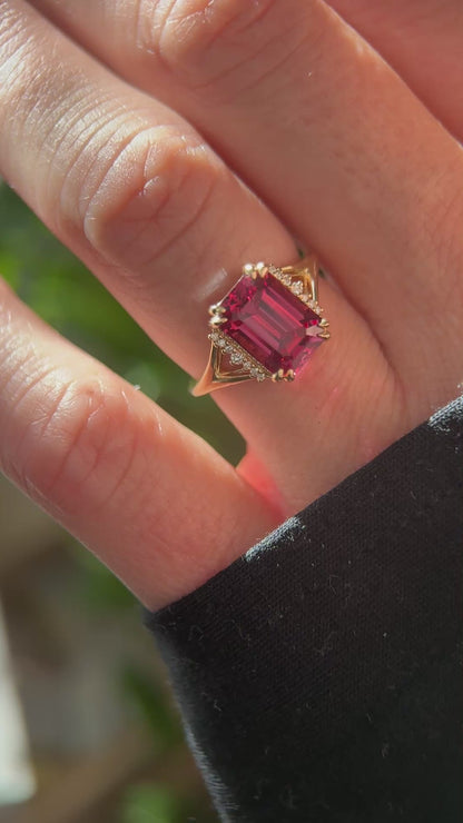 The Serendipity Ring | 3.46 CT Emerald Cut Red Spinel