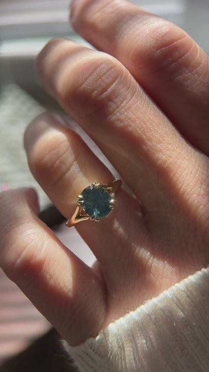 The Weaver Ring | 2.7 CT Oval Blue Montana Sapphire