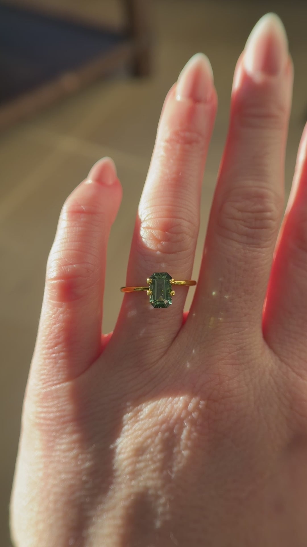 2.03 CT Emerald Cut Dark Green Sapphire
