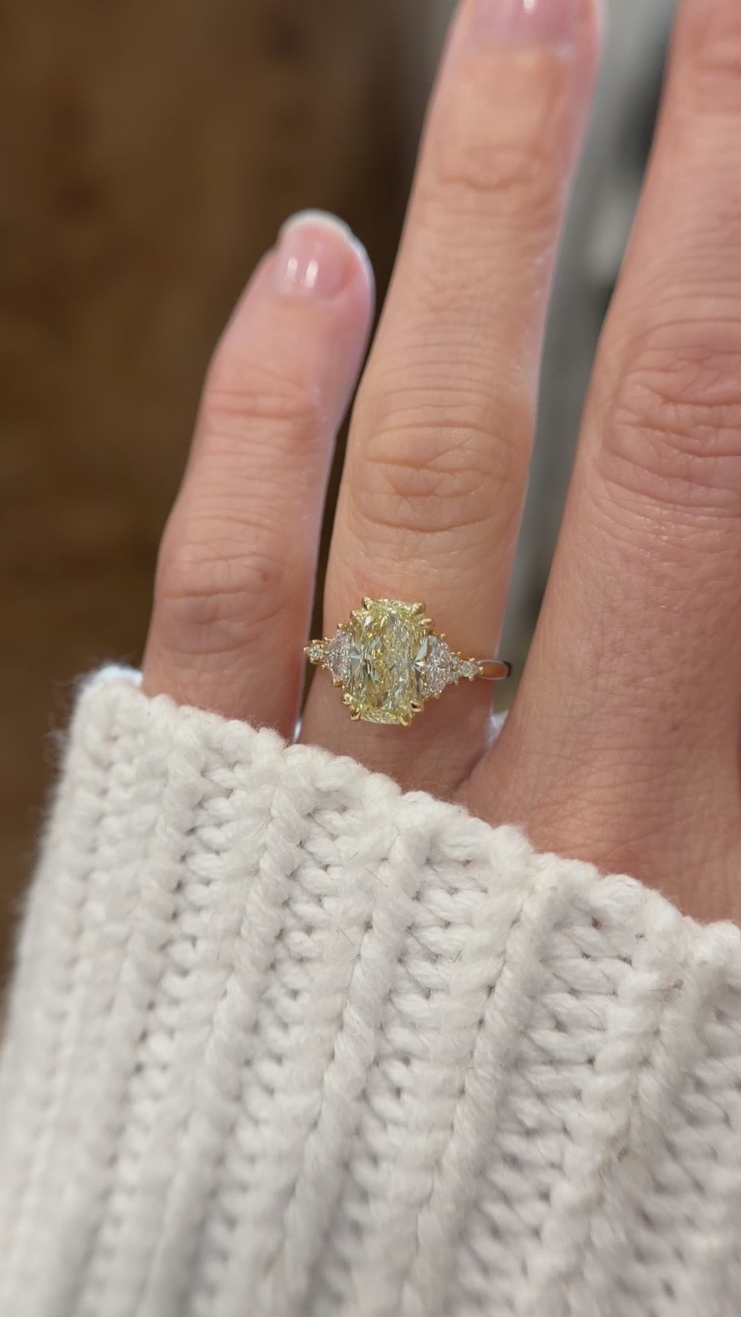 The Maeve Ring | 3 CT Elongated Cushion Yellow Diamond