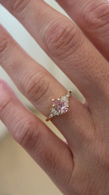 The Maeve Ring | 1.1 CT Pear Peachy Pink Sapphire