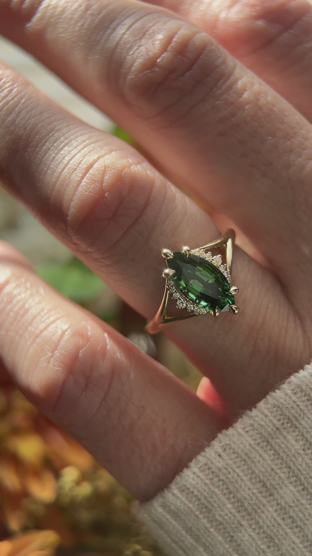 The Serendipity Ring | 1.74 CT Marquise Green Tourmaline