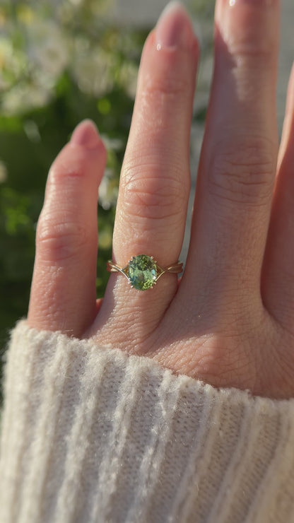 The Fates Ring | 1.93 CT Oval Apple Green Tourmaline