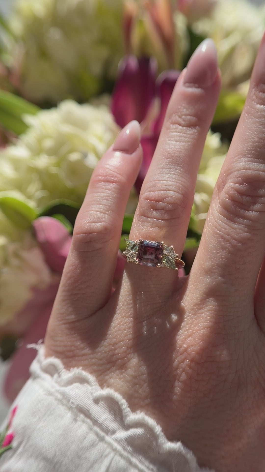 The Fleur Ring | 3.42 CT Asscher Dusty Rose Zircon