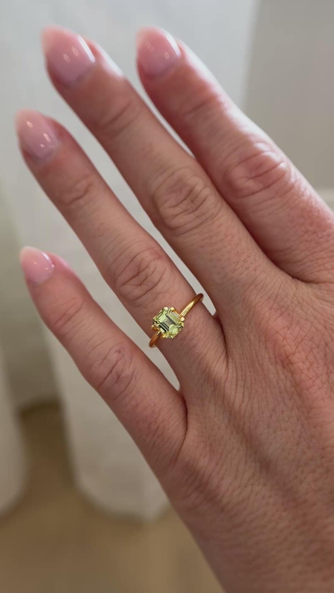 1.52 CT Emerald Cut Yellow Green Sapphire