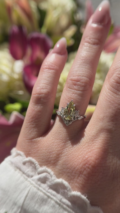 The Aurora Ring | 2.22 CT Pear Light Green Sapphire