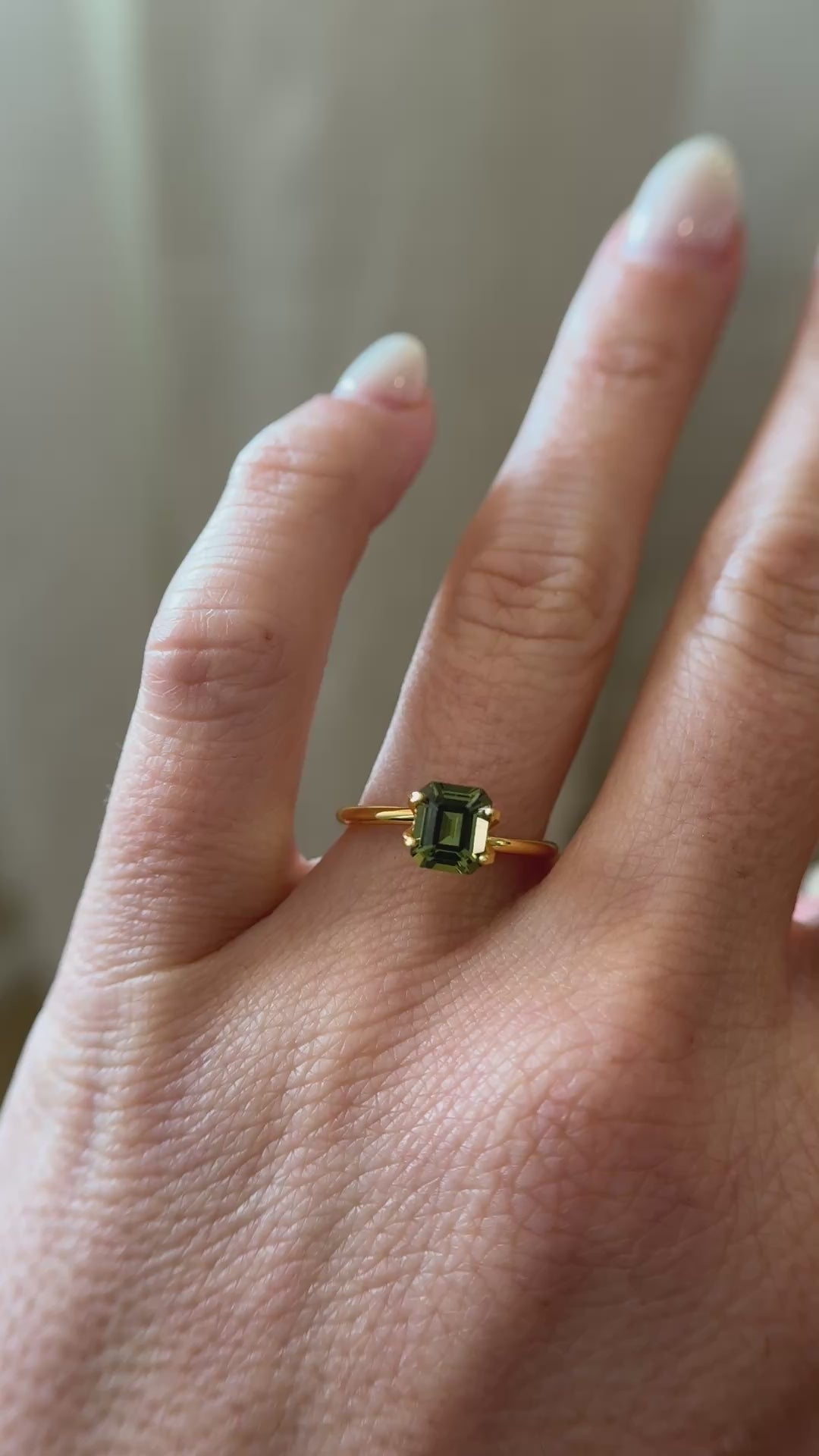 1.46 CT Emerald Cut Olive Green Sapphire