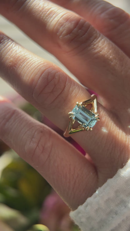The Weaver Ring | 1.96 CT Emerald Cut Aquamarine