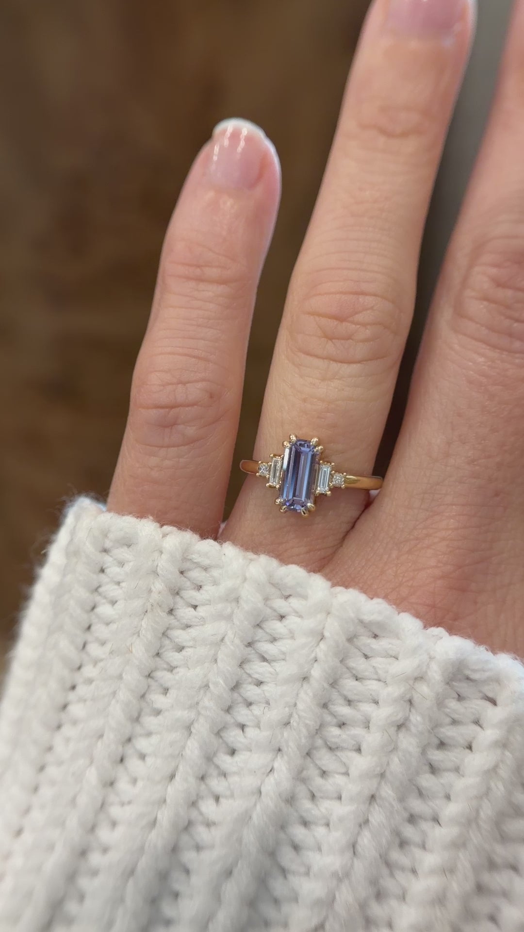 The Mira Ring | 1.44 CT Emerald Cut Purple Sapphire