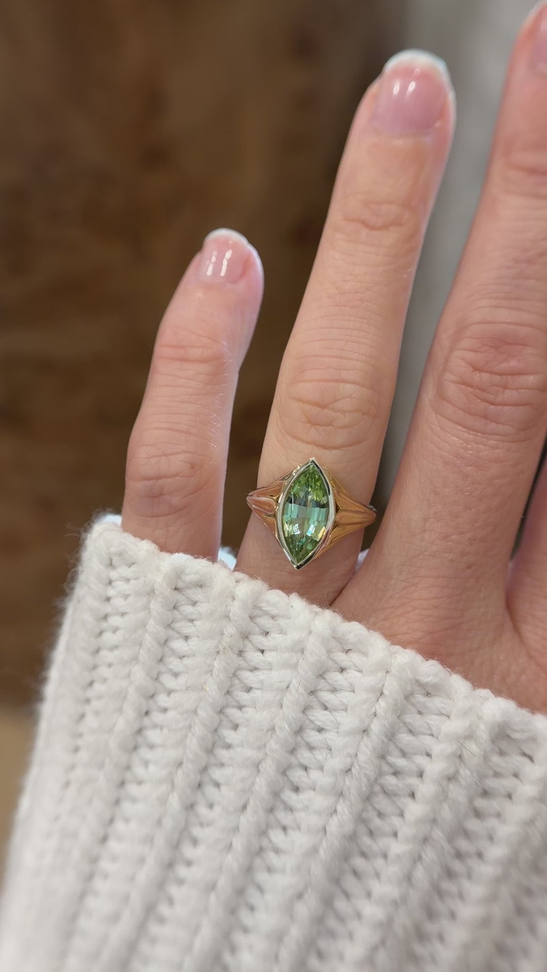 The Nightbloom Ring | 2.71 CT Marquise Mint Green Tourmaline