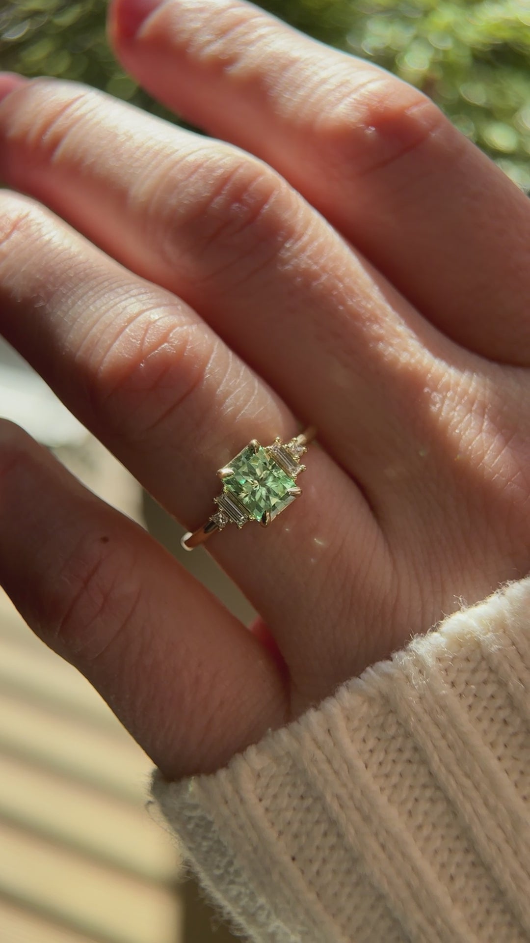 The Mira 1.65 CT Radiant Merelani Mint Garnet Ring