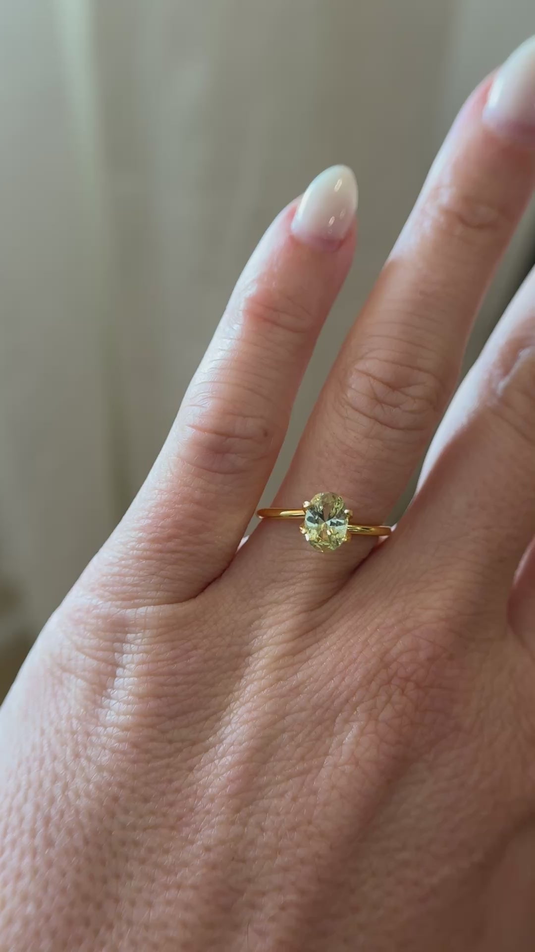 1.25 CT Oval Cut Light Green Sapphire
