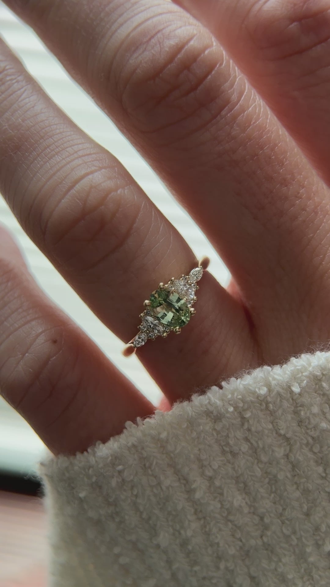The Maeve Ring  - 0.62 CT Oval Mint Green Sapphire