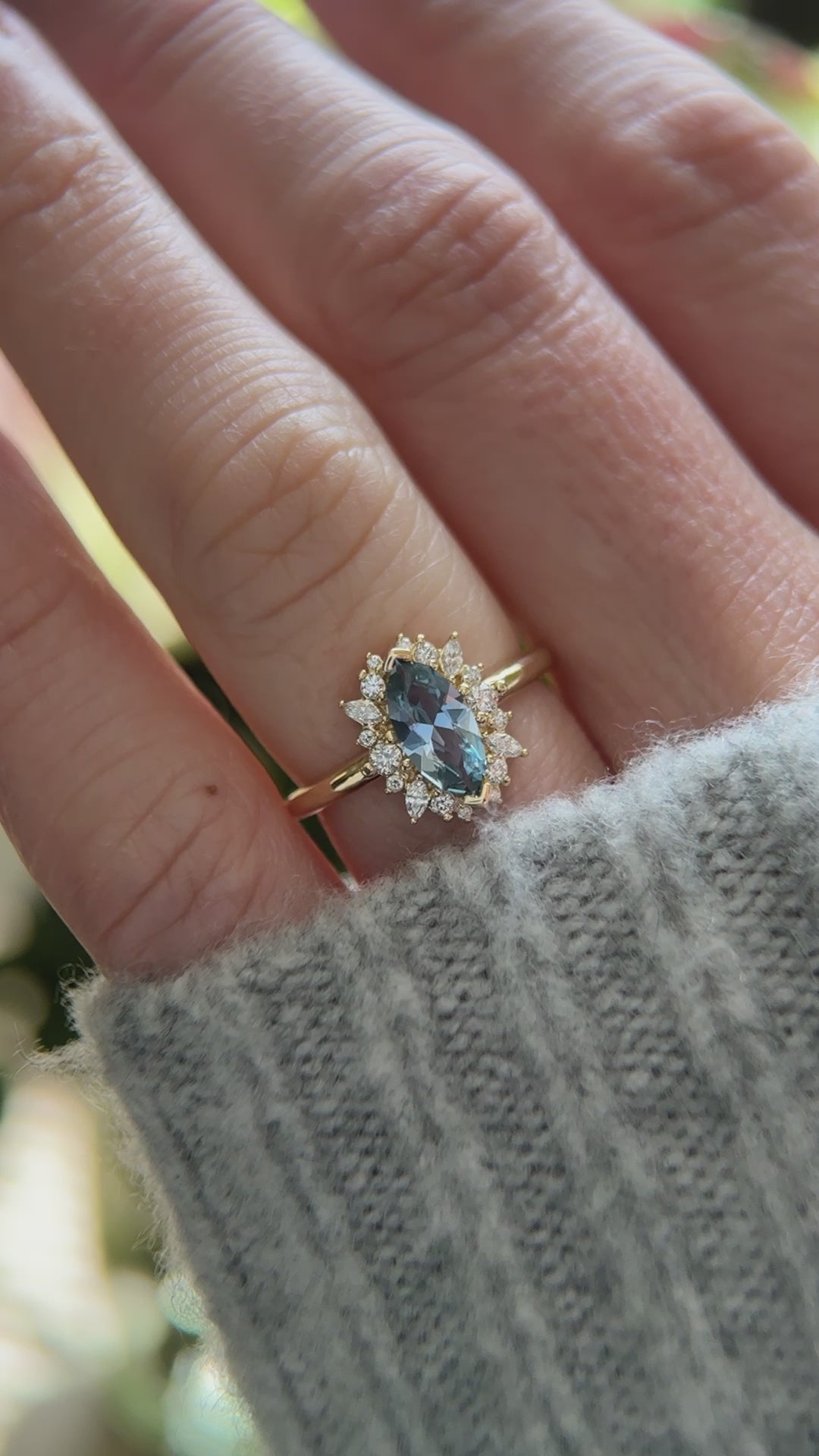 The Eleanor 0.82 CT Marquise Blue Sapphire Ring