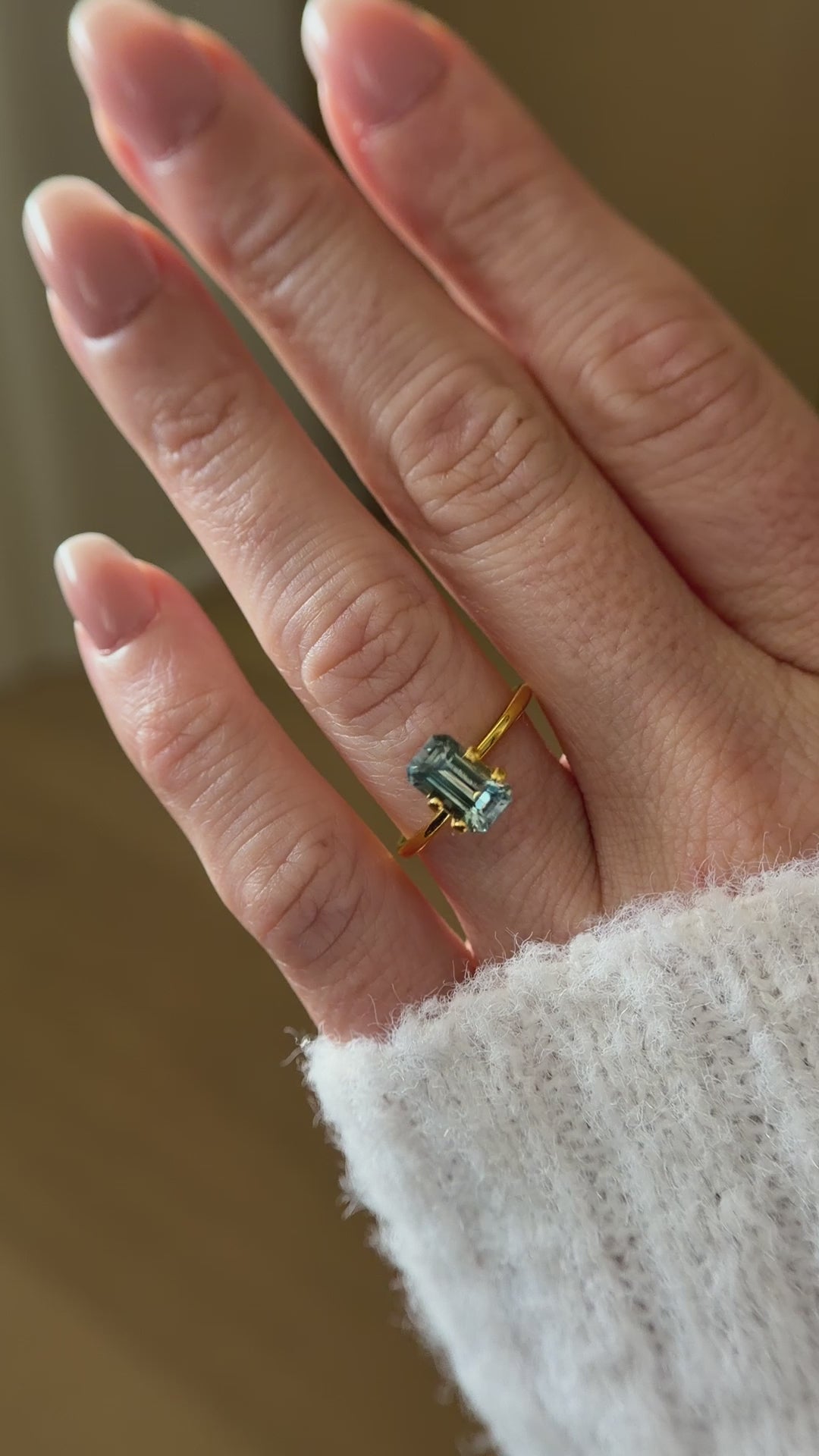 2.39 CT Emerald Cut Teal Green Sapphire