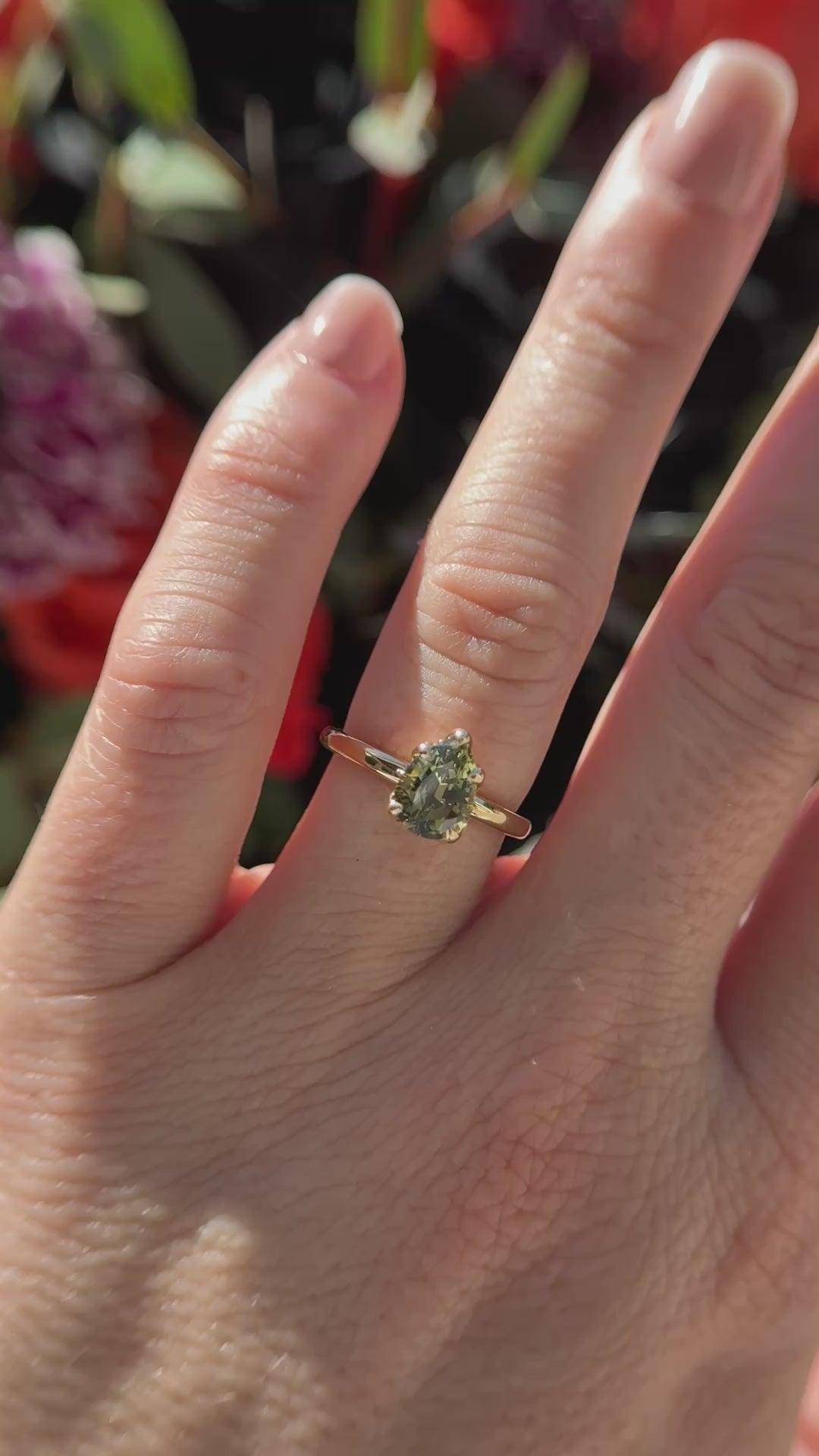 The Secret Garden Ring | 2.09 CT Pear Green Sapphire