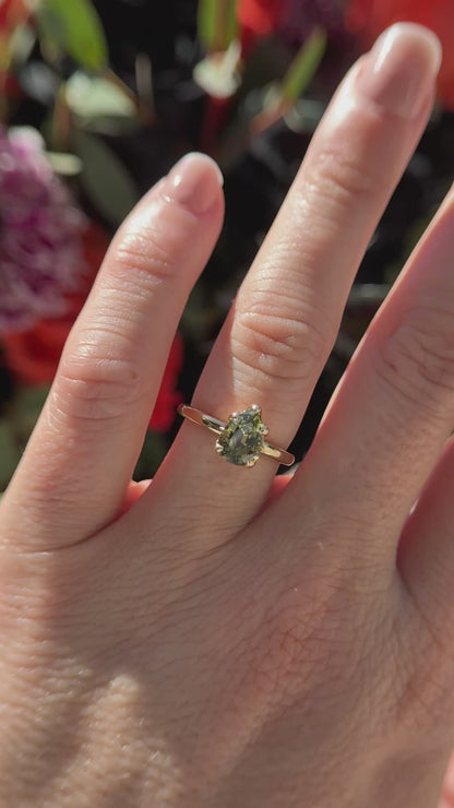 The Secret Garden Ring | 2.09 CT Pear Green Sapphire