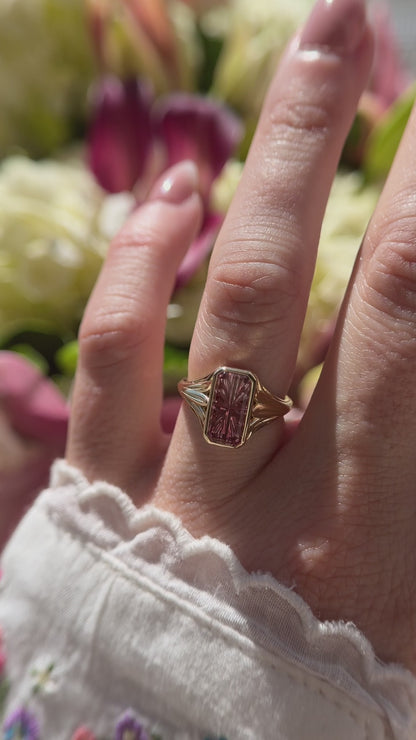 The Nightbloom Ring | 1.87 CT Rectangular Starbrite™ Bicolor Pink Tourmaline