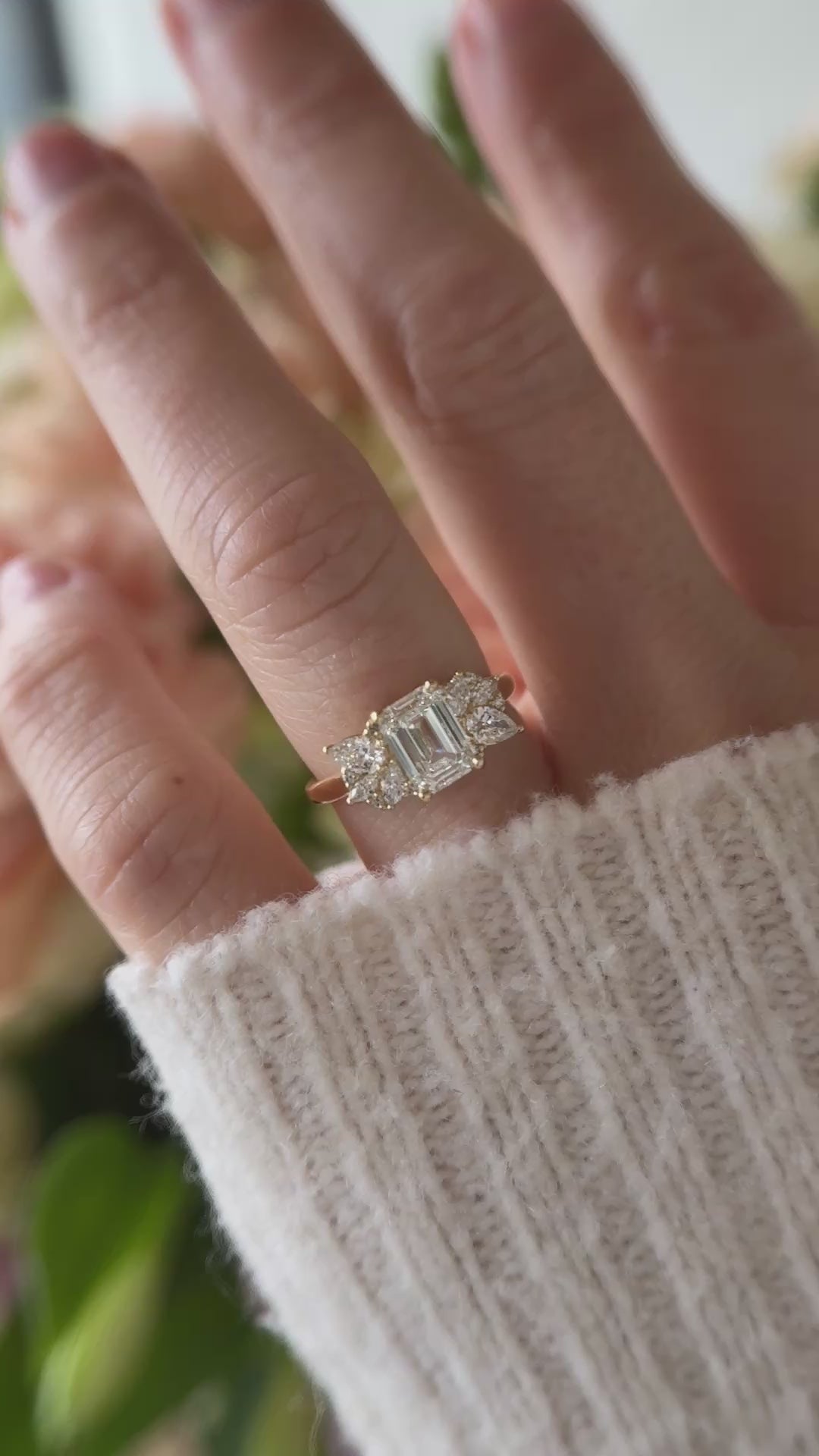 The All Diamond Fleur Ring | Emerald Cut Diamond