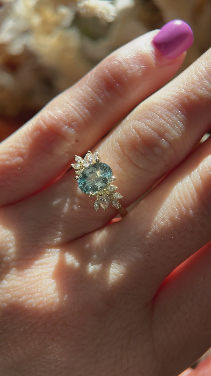The Leilani 2.1 CT Oval Light Blue Sapphire Ring