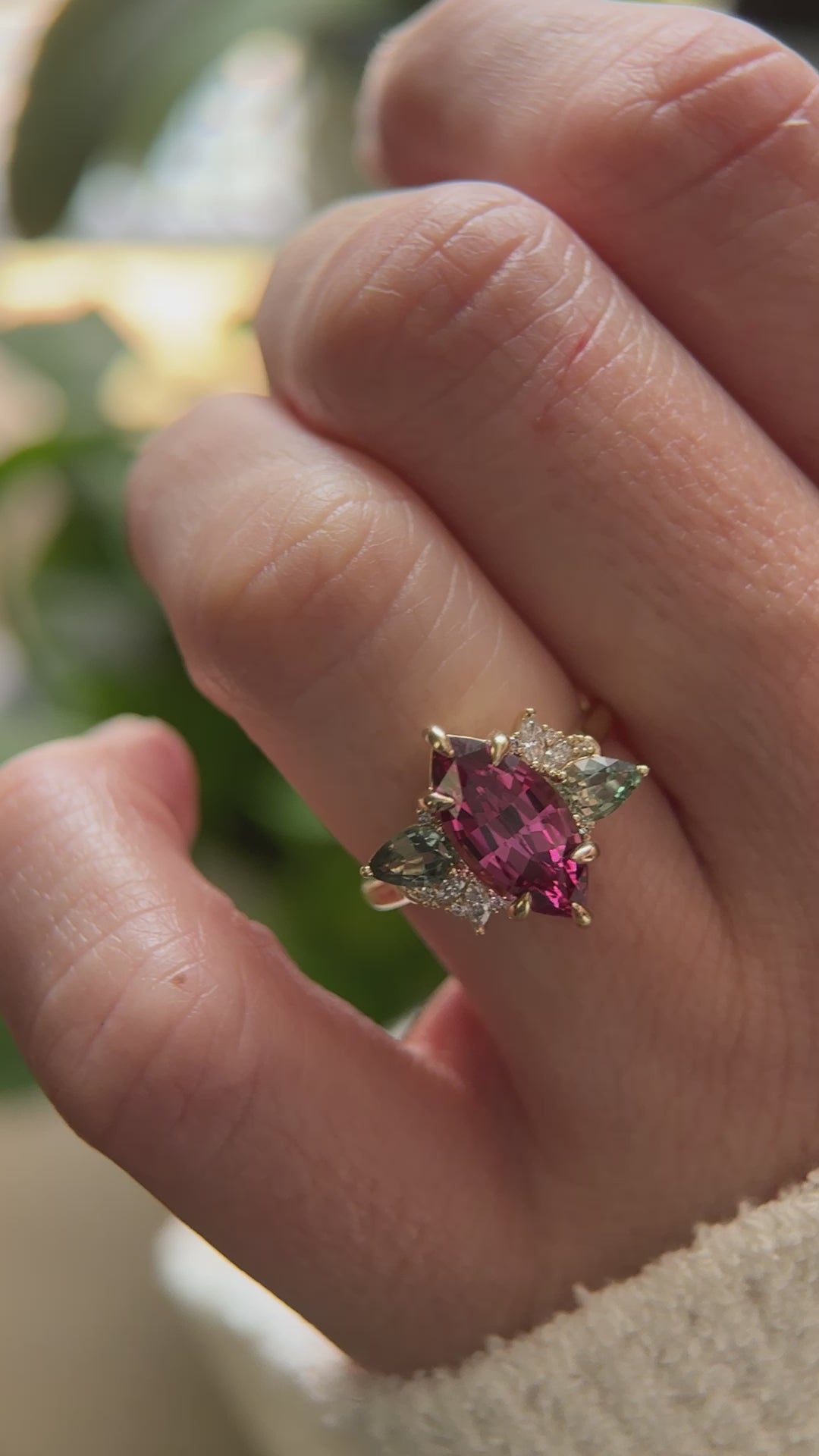 The Fleur Ring - 3.72 CT Marquise Malaya Garnet