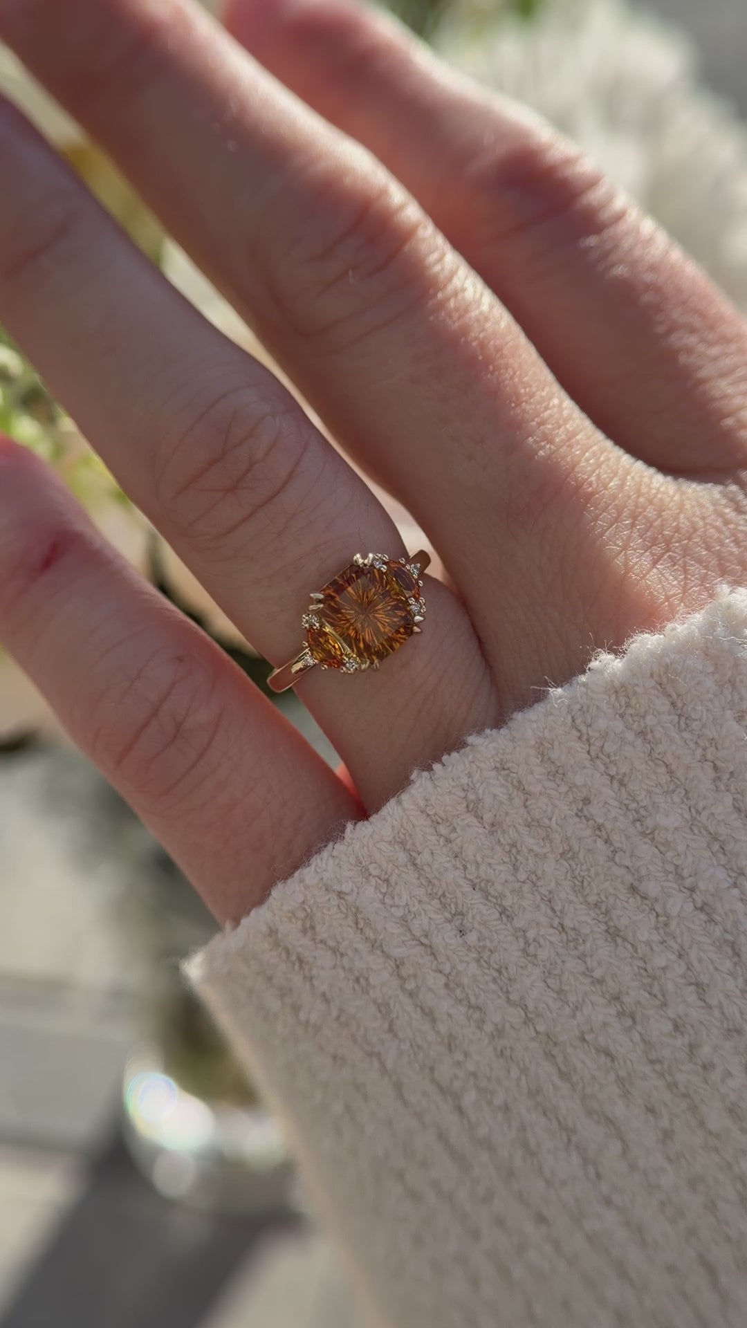 The Low Maren Ring | 2.31 CT Rectangular Starbrite™ Orange Tourmaline + Orange Sapphire