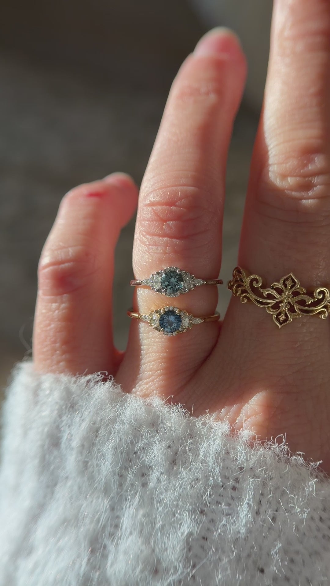 The Halo Mini Maeve Ring | Round Montana Sapphire
