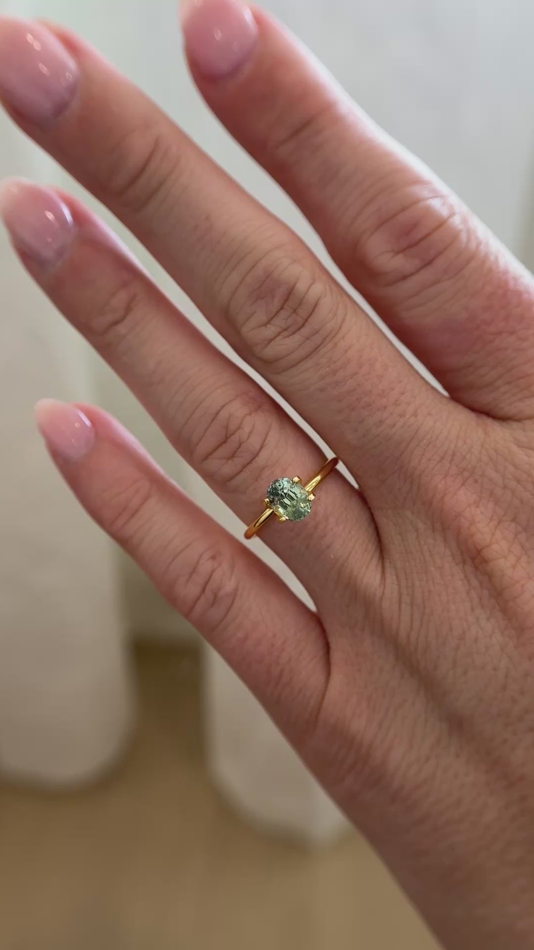 1.42 CT Oval Cut Green Sapphire