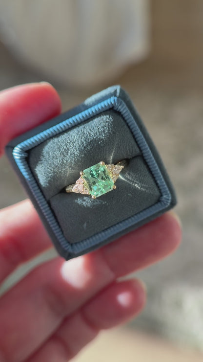 The Aya Ring | 2.05 CT Radiant Seafoam Blue Tourmaline