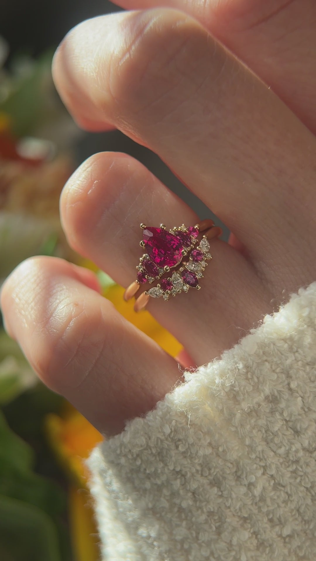 The Modified Maeve Ring | Ruby Wedding Set