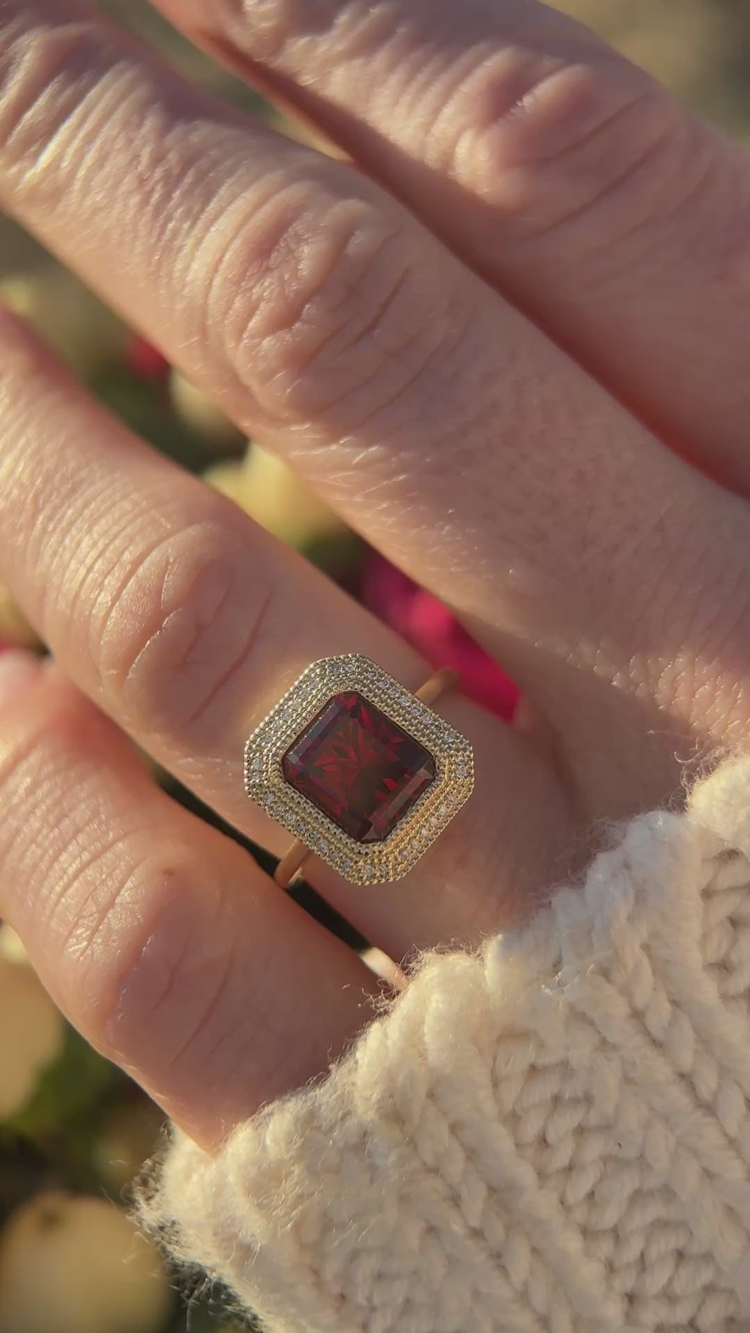 The Satine Ring | 3.15 CT Radiant Red Garnet