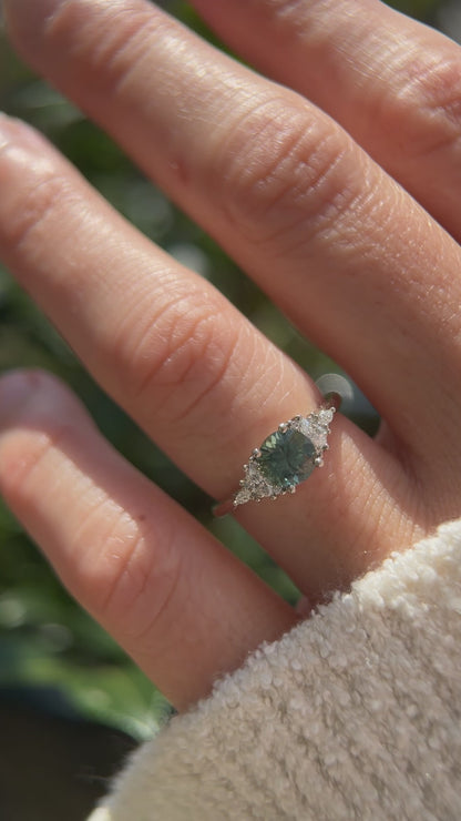 The Maeve Ring  - 1.18 CT Round Teal Montana Sapphire