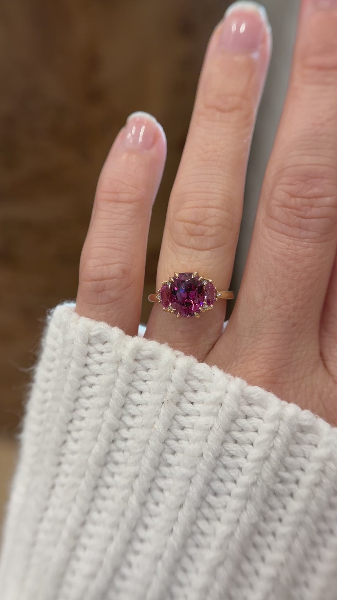 The Low Maren Ring | 3.88 CT Cushion Pink Garnet + Pink Sapphire