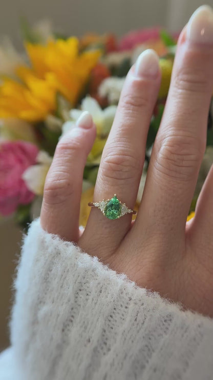 The Maeve Ring | 1.53 CT Pear Lagoon/Green Tourmaline
