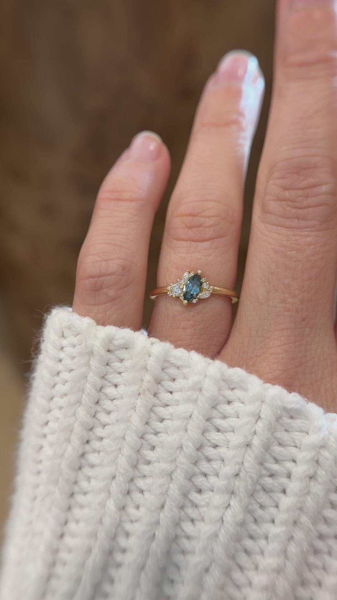 The Cosma Ring | 0.38 CT Marquise Montana Sapphire