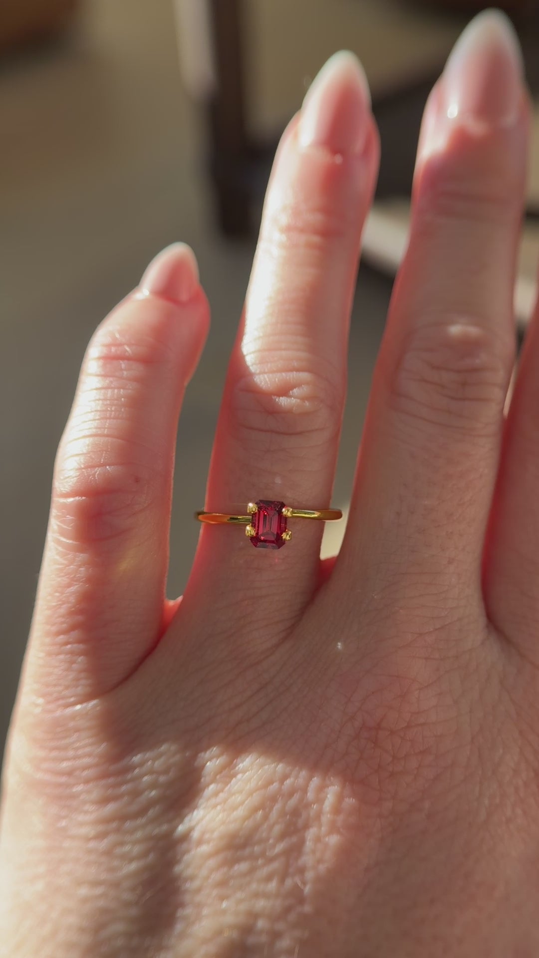 0.8 CT Emerald Cut Red Spinel