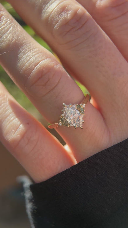 The Maren Ring | 1.06 CT Marquise Diamond + Green Sapphire