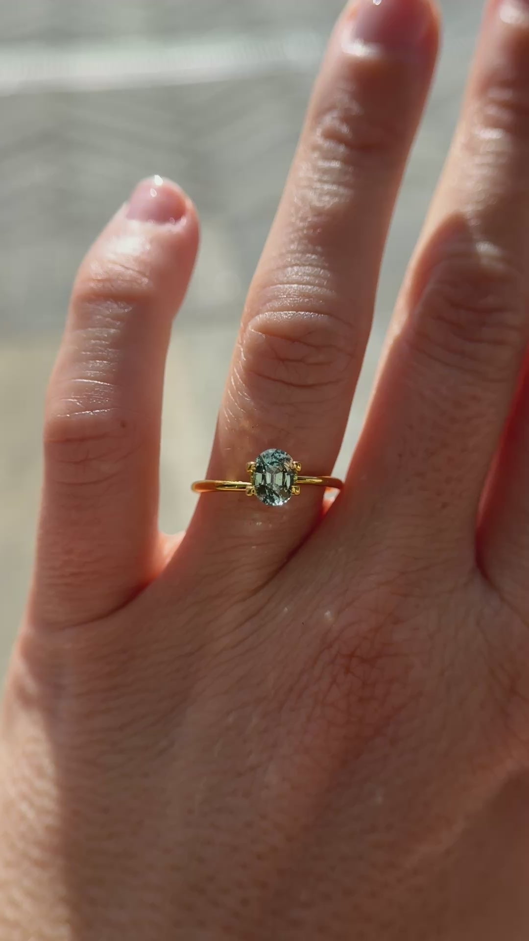 1.36 CT Oval Cut Light Teal Green Sapphire