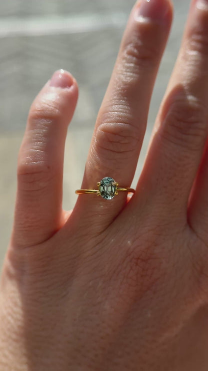1.36 CT Oval Cut Light Teal Green Sapphire