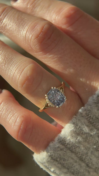 The Serendipity Ring | 2.76 CT Cushion Starbrite™ Blue Sapphire