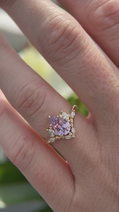 The Aurora Ring | 1.72 CT Pear Purple Sapphire