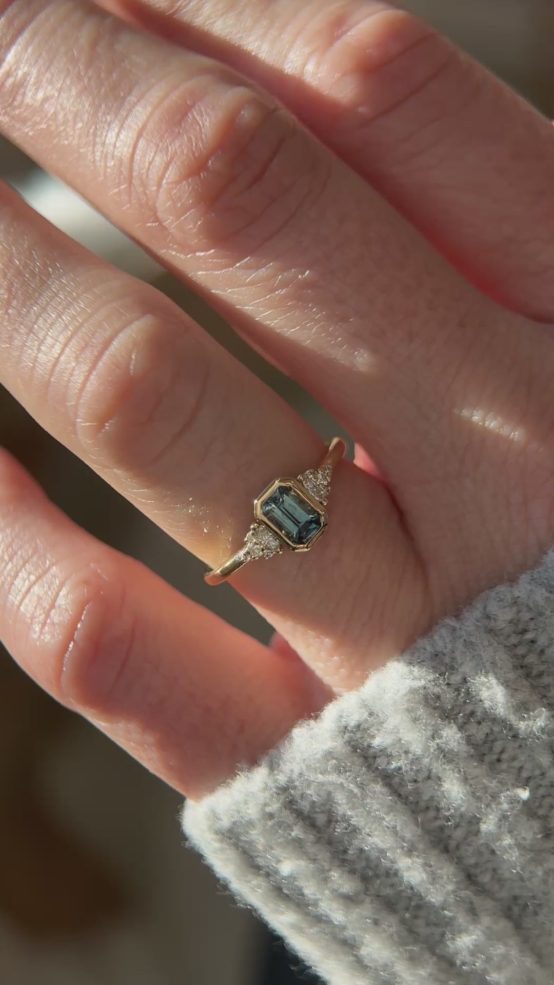 The Wisp Ring | 0.63 CT Emerald Cut Montana Sapphire