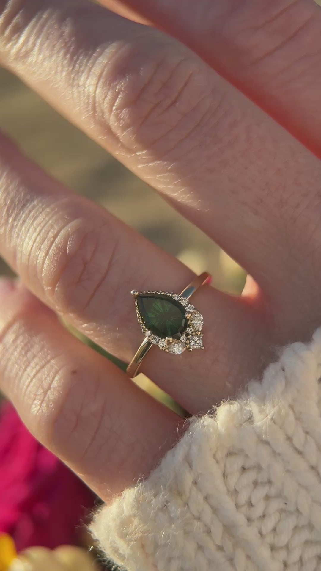 The Charlotte Ring | 1.4 Pear Starbrite™ Tsavorite Garnet