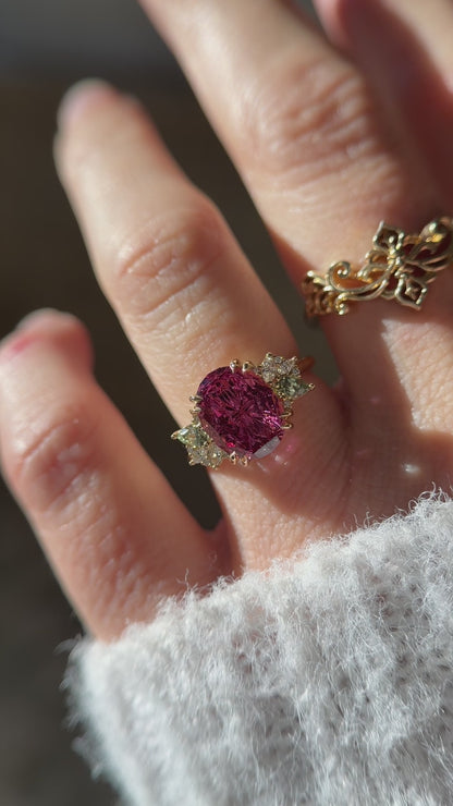 The Fleur Ring | 4.72 CT Oval Starbrite™ Rose Tanga Garnet
