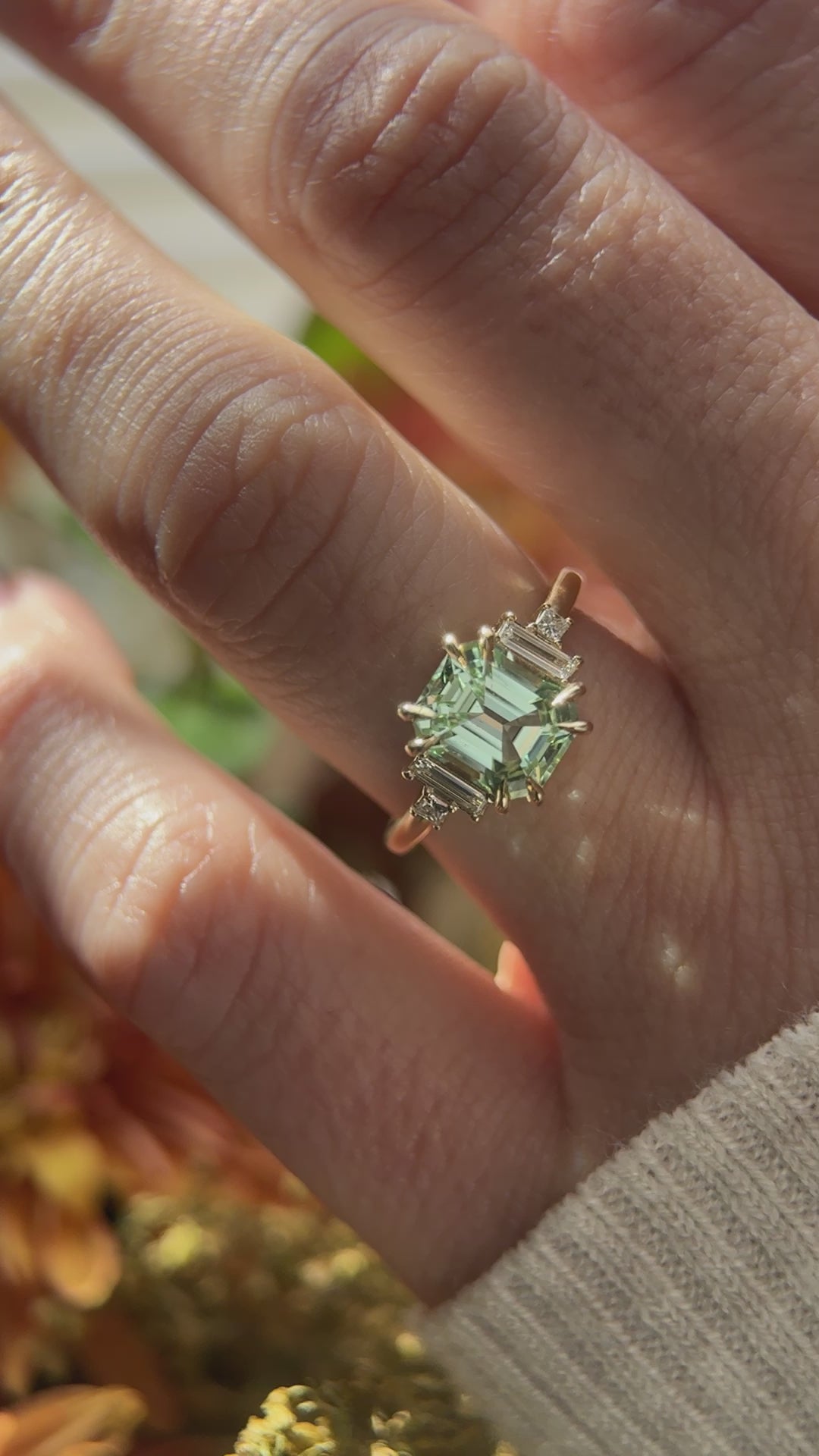 The Mira Ring | 2.44 CT Emerald Cut Mint Green Tourmaline