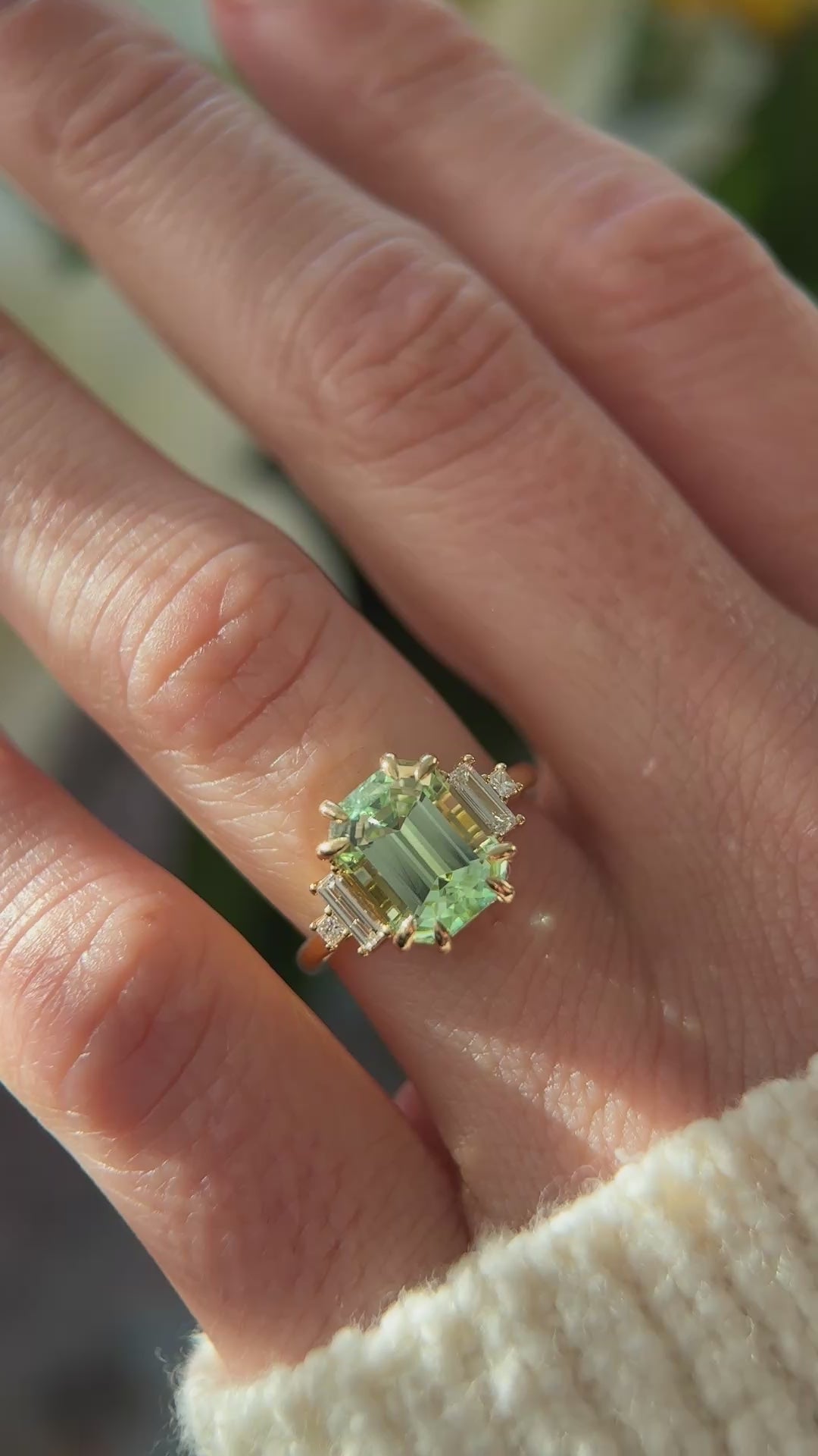 The Mira Ring | 4.21 CT Emerald Cut Mint Green Tourmaline