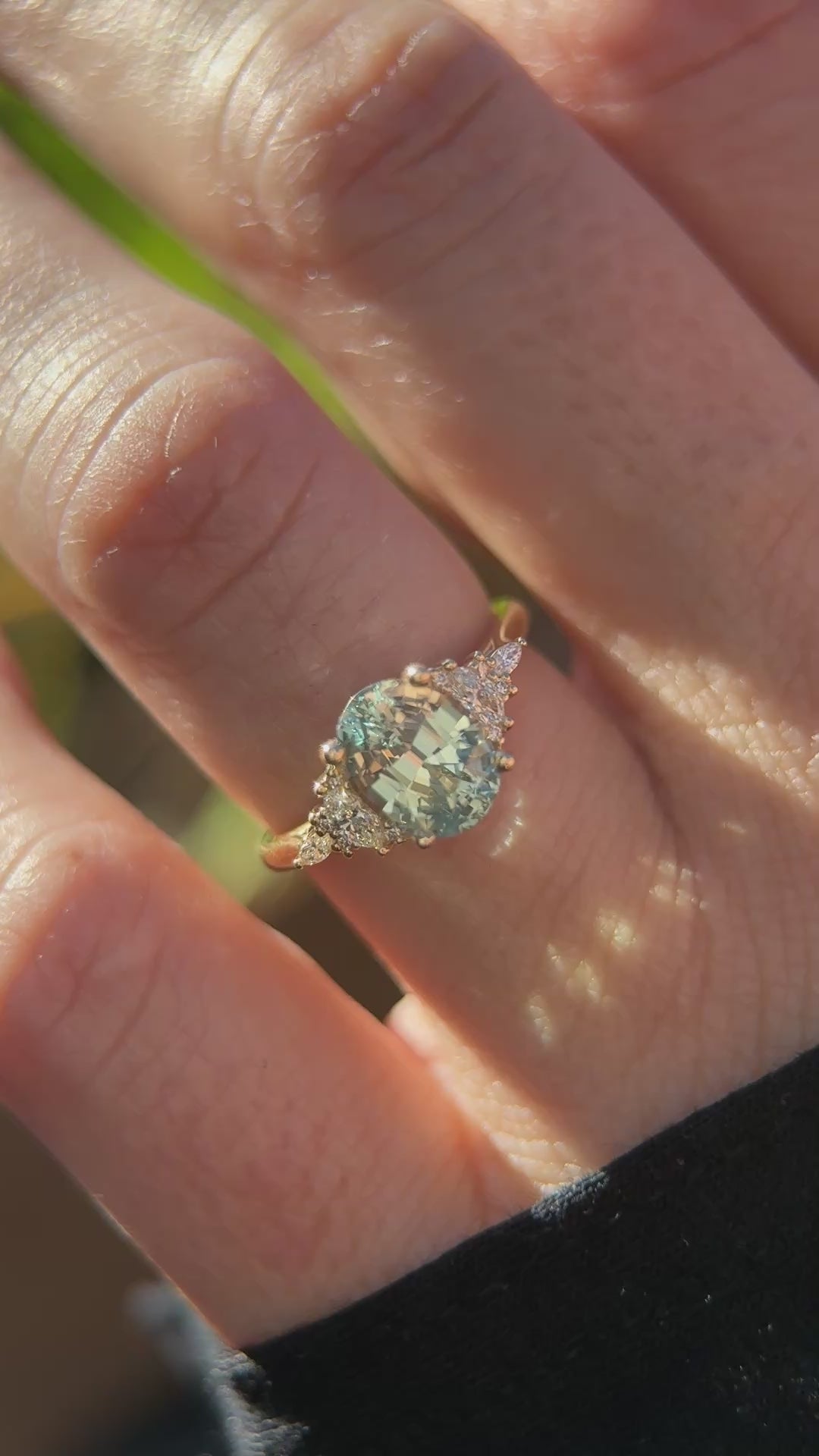 The Maeve Ring | 2.52 Mint Blue/Green Oval Sapphire