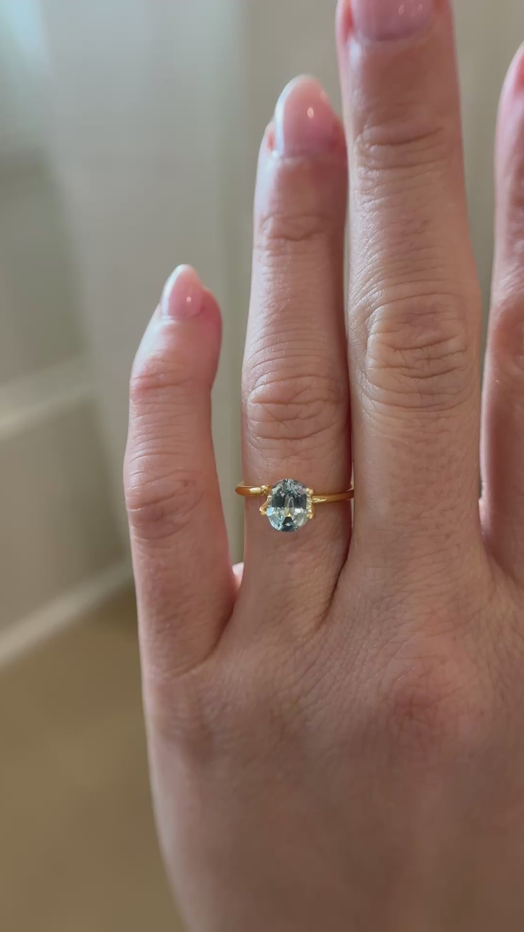 1.66 CT Oval Cut Light Green Sapphire