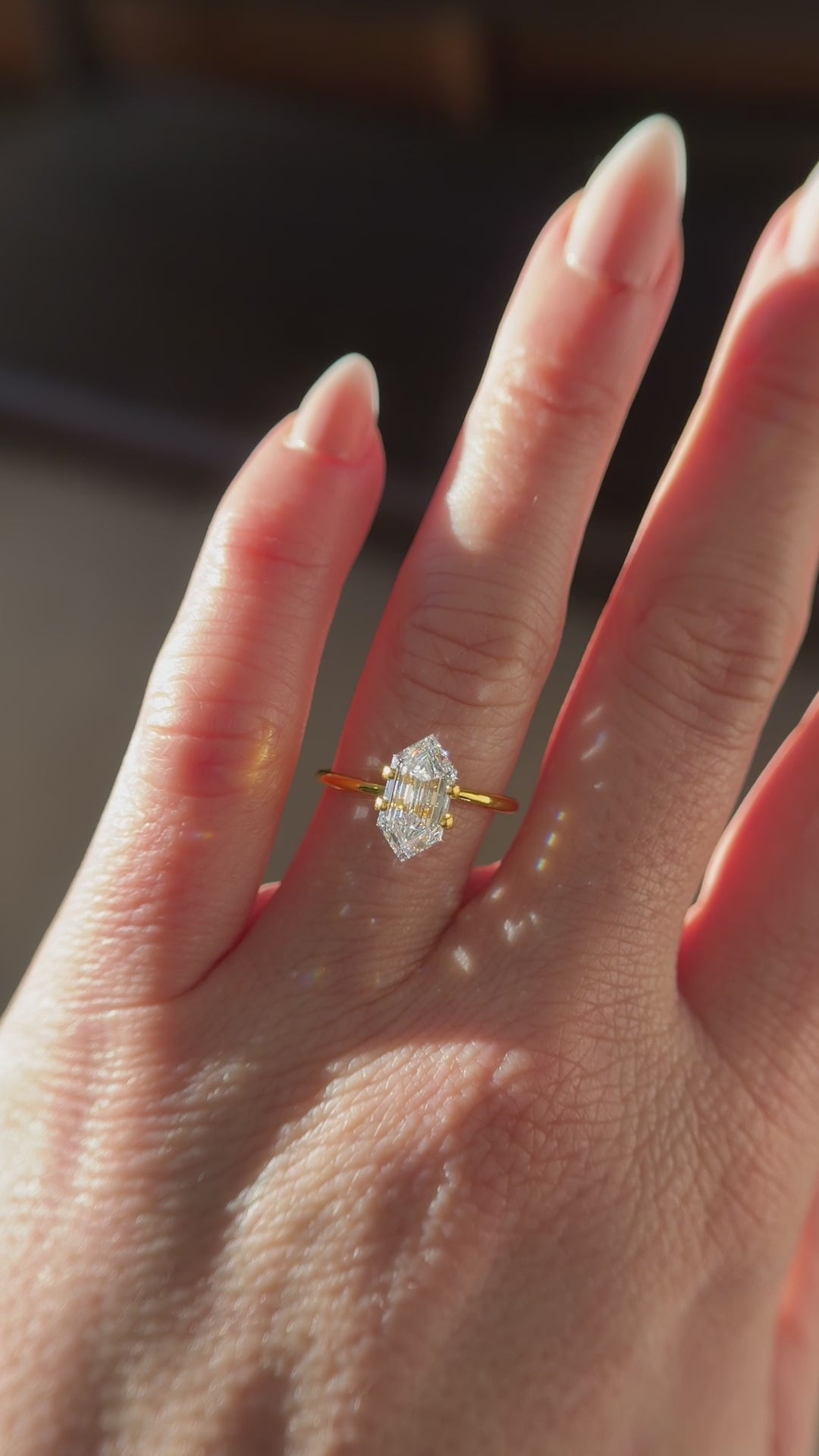 2.08 CT Lab Created Step Cut Elongated Hexagon Diamond